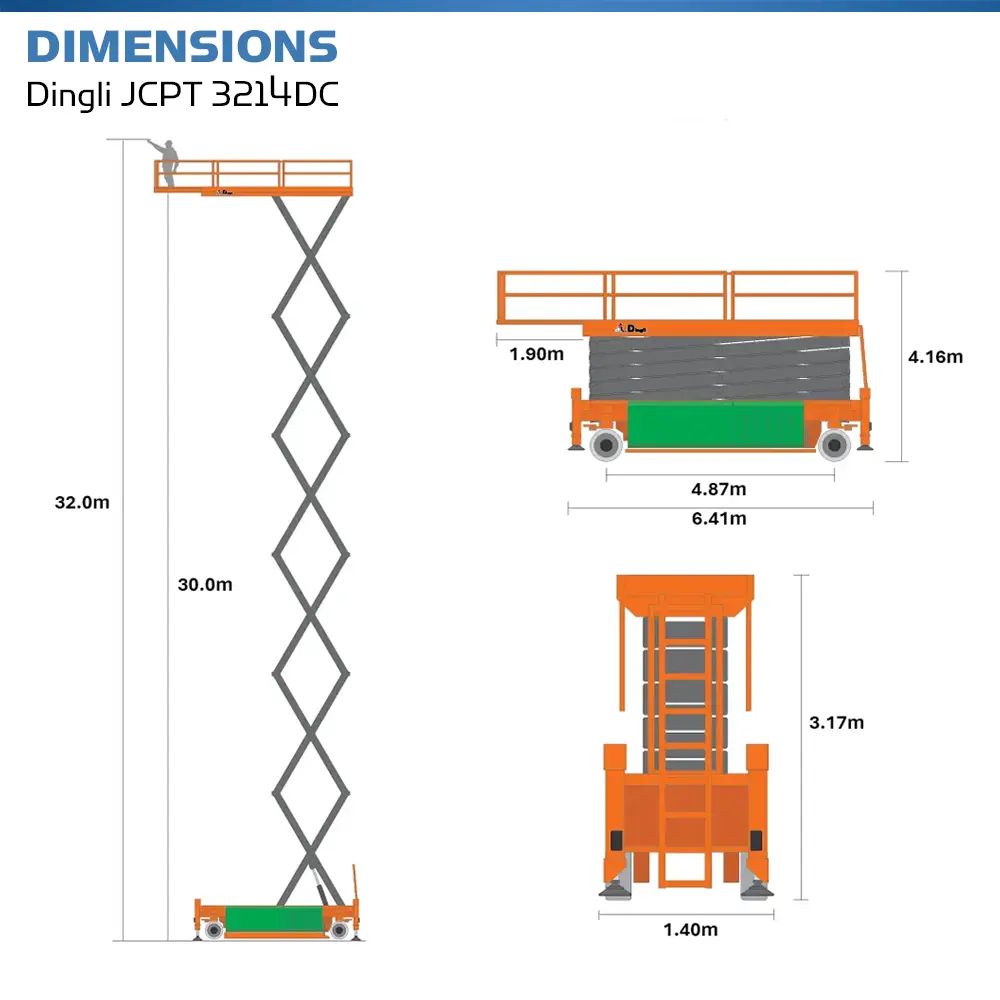 Dingli JCPT3214DC- 32m Electric Scissor Lift - Hire Safe Solutions