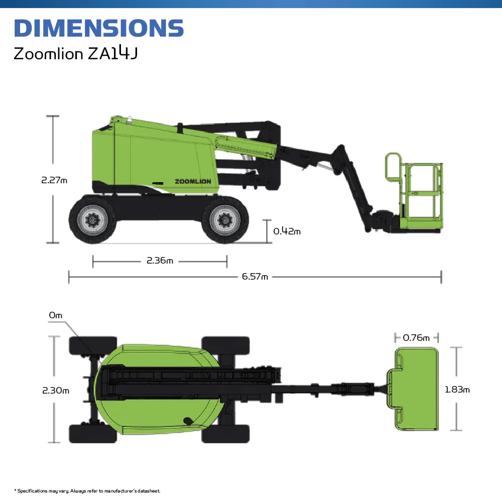 Zoomlion ZA14J - Diesel Articulated Boom Lift - Hire Safe Solutions