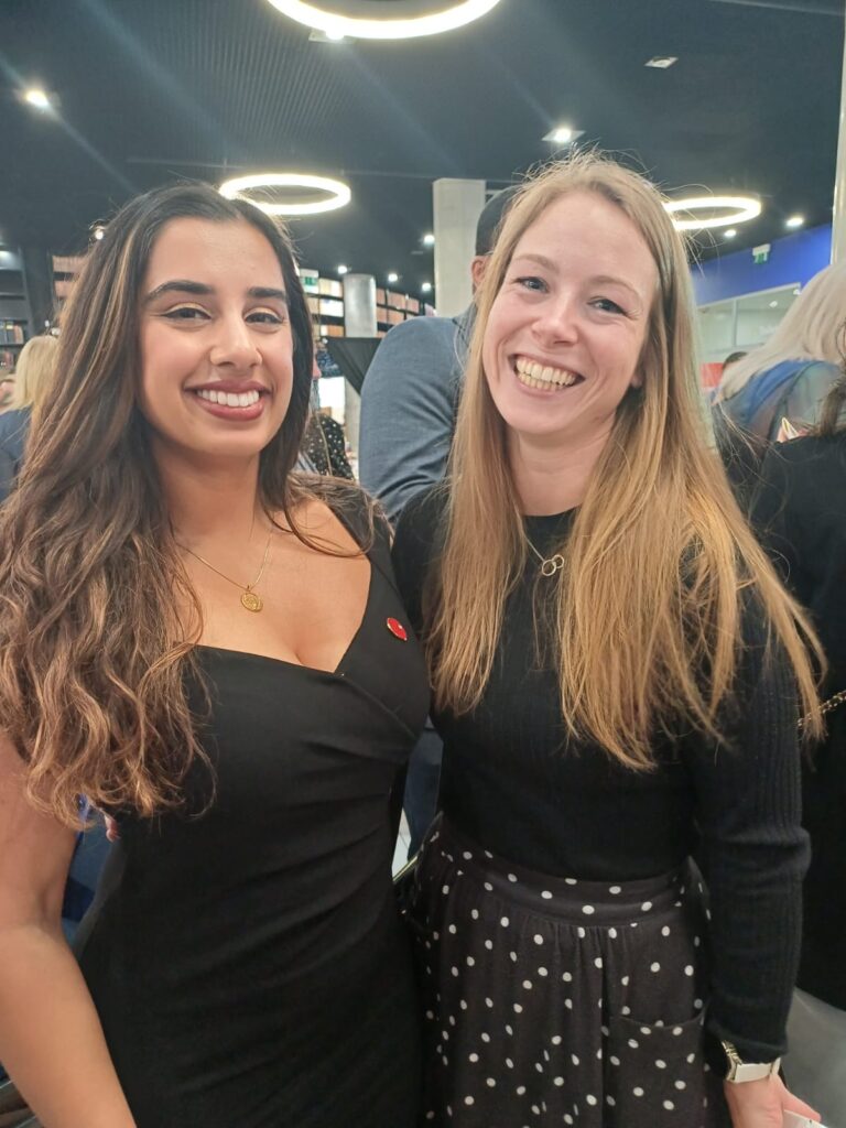 Pippa Crinage, HR Manager (right) meeting the BBC's Gladiator and charity ambassador, 'Athena' (left)